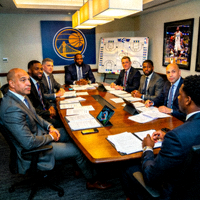 NBA球员交易谈判会议室场景照片